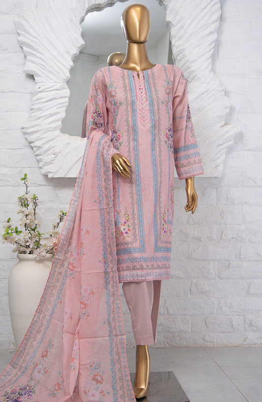 HZ Textile Printed Lawn Unstitched 3 Piece Suit - PPC-209 - HZ25PDPL - Pink - Summer Collection