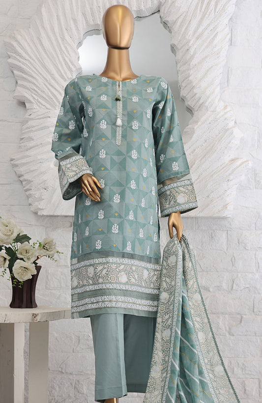 HZ Textile Printed Lawn Stitched 3 Piece Suit - SSP-3P-019 Aqua - HZ25FHGE - Blue - Eid Collection