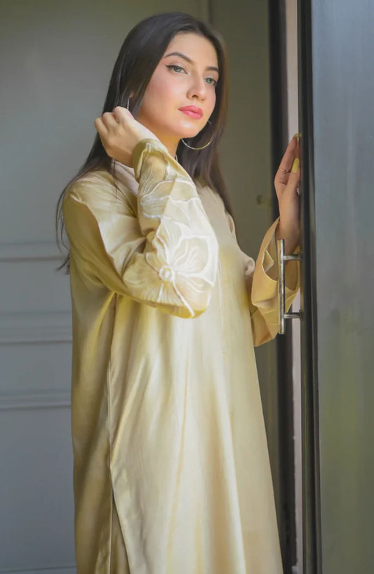 Zauk Rawsilk Stitched 2 Piece Suit - Stardust - ZK25FC - Beige - Festive Collection