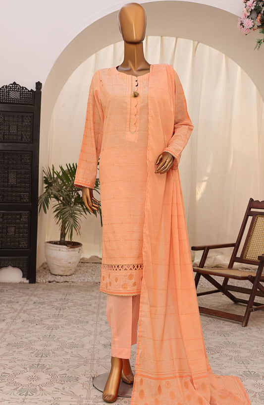 Valencia by HZ Textile Printed Jacquard Unstitched 3 Piece Suit - VJ-03 - HZ25VJ - Peach - Summer Collection