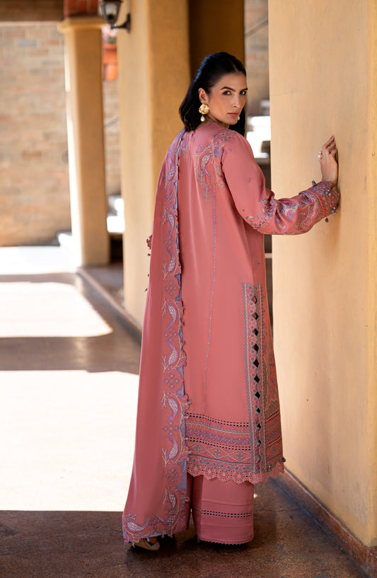 Florent Serenity Embroidered Dobby Unstitched 3 Piece Suit - 08 Lyra - FL26SNT - Pink - Winter Collection