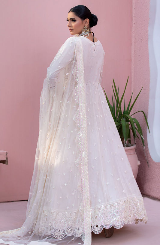 Tabeer by Diara Couture Embroidered Net Stitched 3 Piece Suit - DF-25 HOORAB - DC25T - Off White - Formal Collection