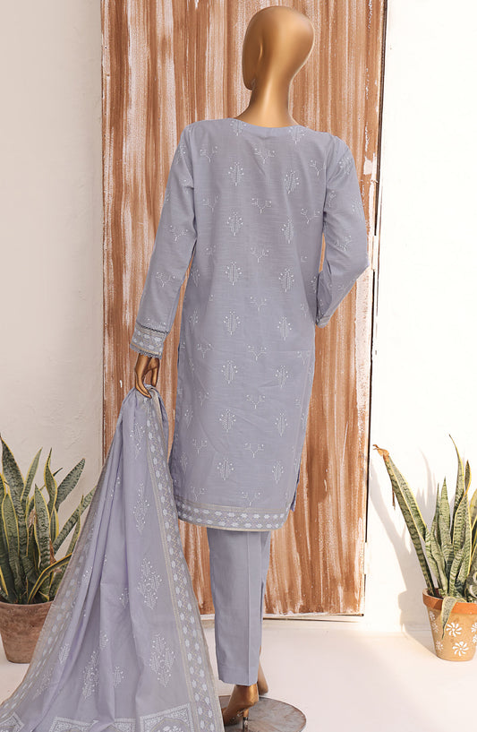 HZ Textile Embroidered Lawn Unstitched 3 Piece Suit - ES-18 - HZ26SLB - Grey - Summer Collection