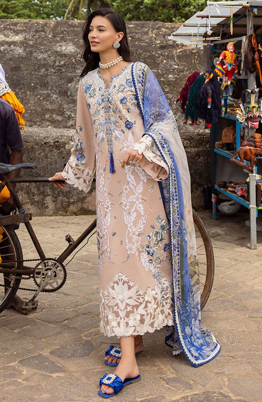 Manaram by Mushq Embroidered Lawn Unstitched 3 Piece Suit - Glistening Groove - MQ25MLL - Beige - Summer Collection