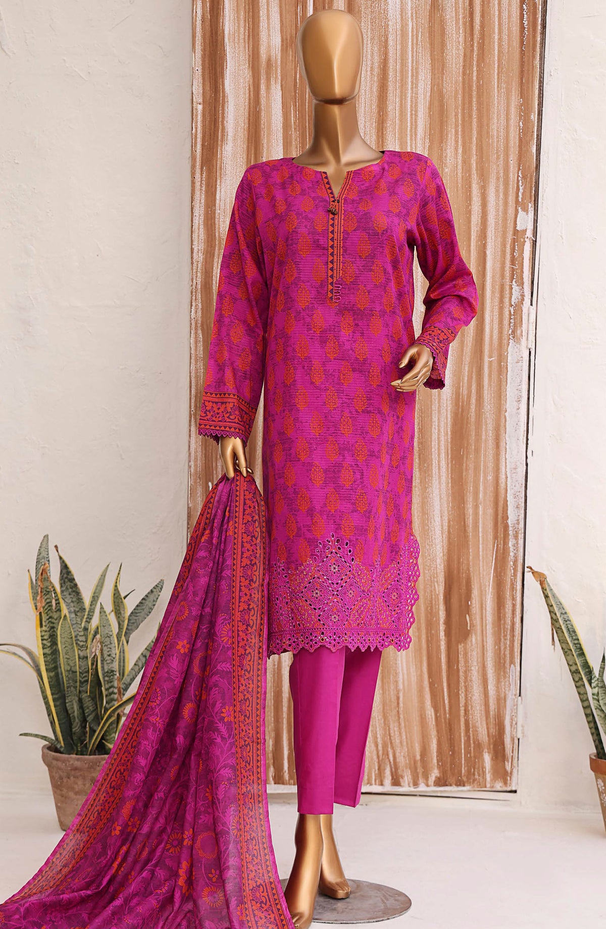 Vital by HZ Textile Embroidered Lawn Unstitched 3 Piece Suit - VEC-116 - HZ25VEBD - Magenta - Summer Collection