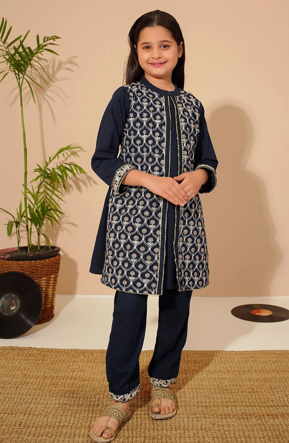 Cotton Embroidered 2 Piece Suit - INCE-06 - OCH25GFS - Blue - Casual Collection