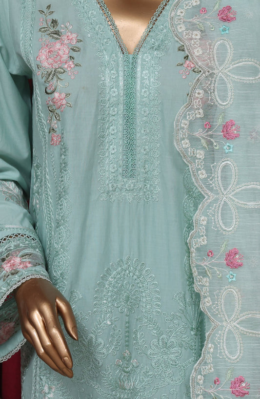 Bin Saeed Embroidered Cotton Stitched 3 Piece Suit - LF-43 - BS25PCV3 - Blue - Summer Collection