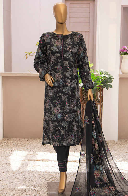 HZ Textile Printed Lawn Unstitched 3 Piece Suit - MBE-1018 - HZ25MEBE - Black - Summer Collection