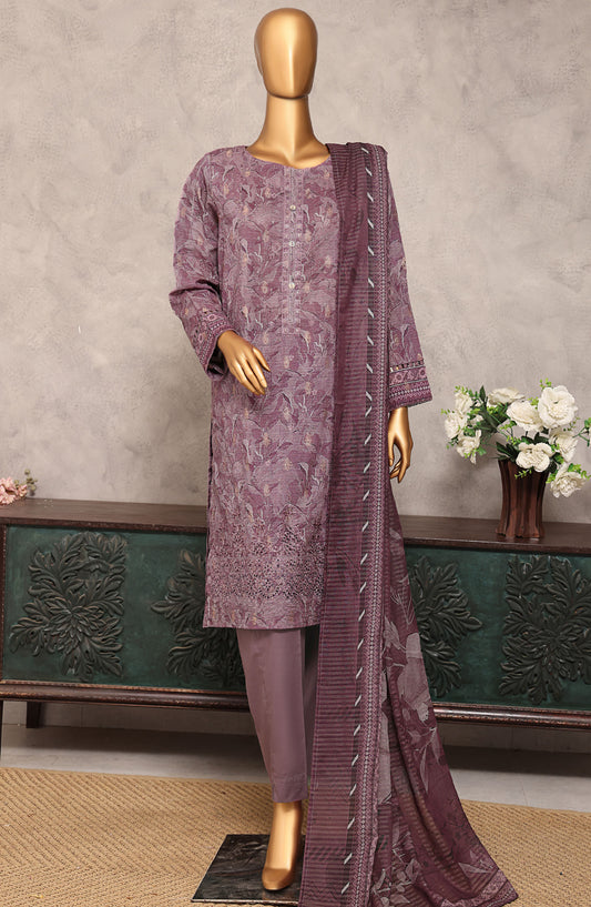 Majestic by HZ Textile Embroidered Lawn Unstitched 3 Piece Suit - MJE-20 - HZ25MJE - Purple - Summer Collection