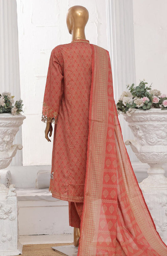 Bin Saeed Embroidered Lawn Stitched 3 Piece Frock - SM-358 - BS25LFV3 - Pink - Summer Collection