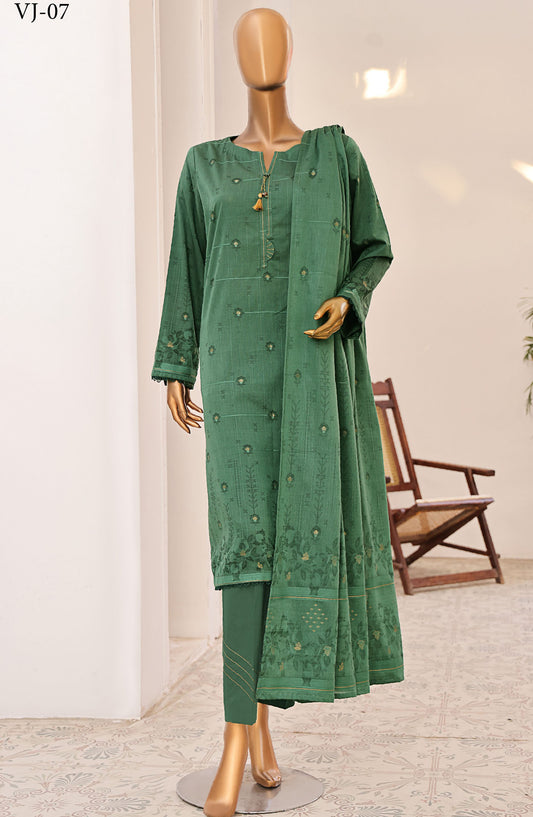 Valencia by HZ Textile Printed Jacquard Unstitched 3 Piece Suit - VJ-07 - HZ25VJ - Green - Summer Collection