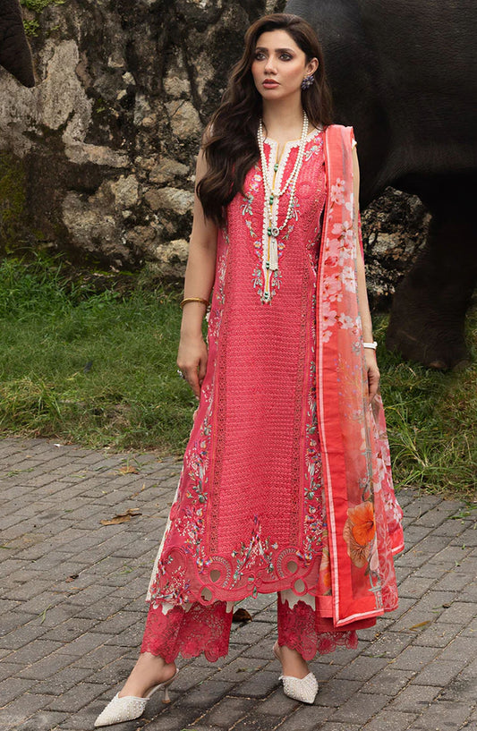 Manaram by Mushq Embroidered Lawn Unstitched 3 Piece Suit - Eternal Radiance - MQ25MLL - Pink - Summer Collection