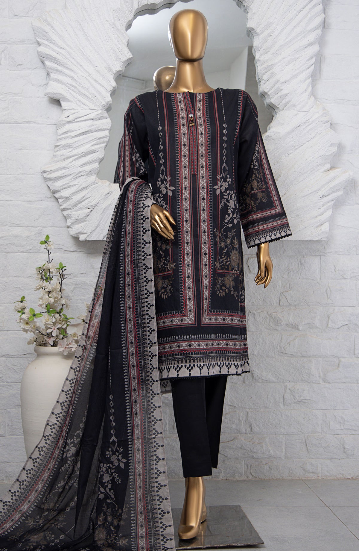 HZ Textile Printed Lawn Unstitched 3 Piece Suit - PPC-208 - HZ25PDPL - Black - Summer Collection