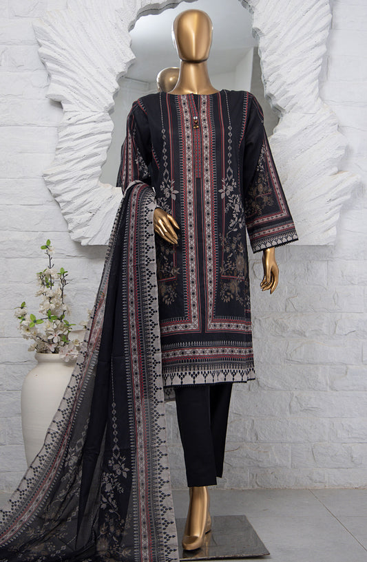 HZ Textile Printed Lawn Unstitched 3 Piece Suit - PPC-208 - HZ25PDPL - Black - Summer Collection