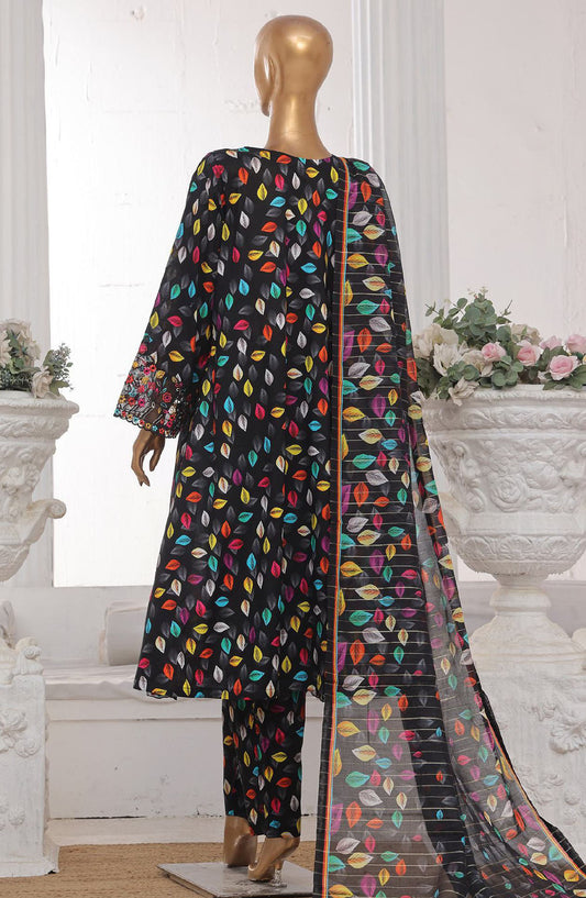 Bin Saeed Embroidered Lawn Stitched 3 Piece Frock - SM-620 - BS25LFV3 - Black - Summer Collection
