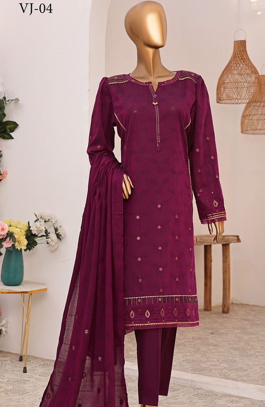 Valencia by HZ Textile Printed Jacquard Unstitched 3 Piece Suit - VJ-04 - HZ25VJ - Purple - Summer Collection