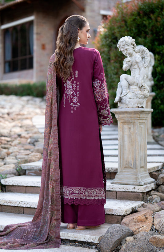 Florent Serenity Embroidered Dobby Unstitched 3 Piece Suit - 10 Rania - FL26SNT - Purple - Winter Collection