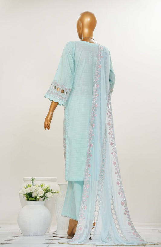 Durnaz by Amna Khadija Embroidered Jacquard Lawn Stitched 3 Piece Suit - AM25DRN - Luxe - Sky Blue - Festive Collection