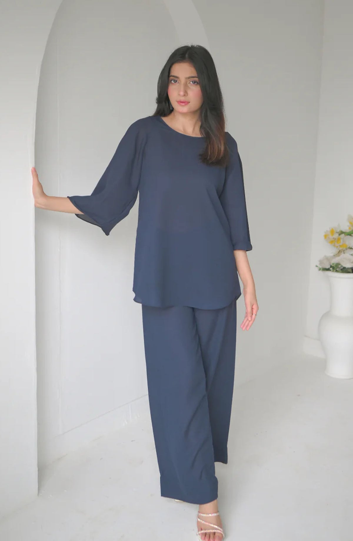 Zauk Casual Georgette 2 Piece Suit - Aqua - ZK25CC - Blue - Casual Collection