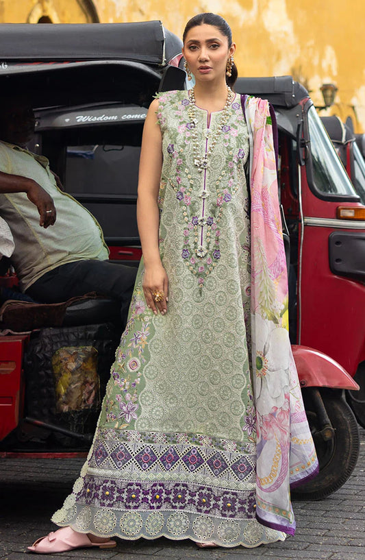 Manaram by Mushq Embroidered Lawn Unstitched 3 Piece Suit - Beaming Drift - MQ25MLL - Green - Summer Collection