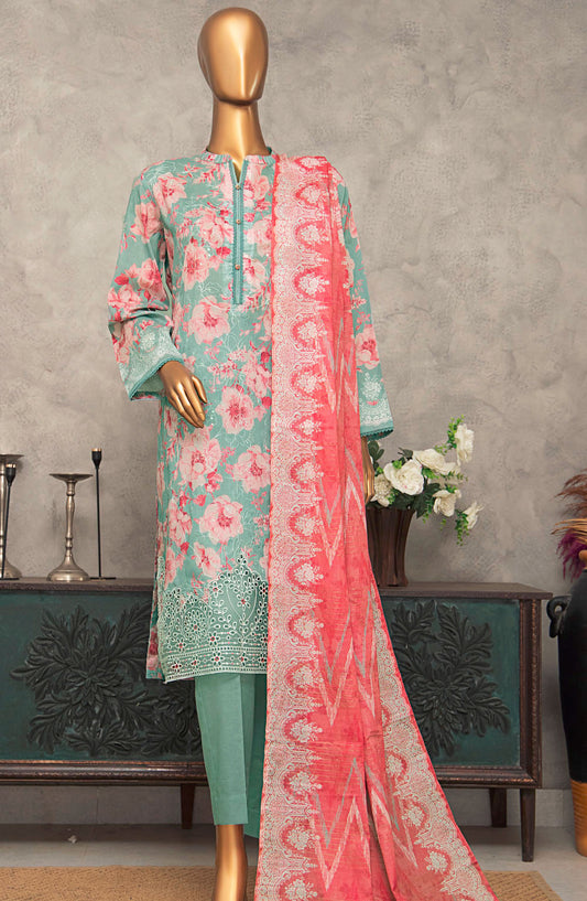Meenakari by HZ Textile Embroidered Lawn Unstitched 3 Piece Suit - D-244 - HZ25MNK - Sea Green - Summer Collection