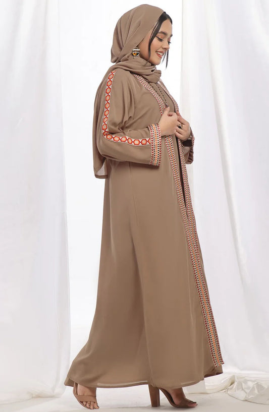 TGM25AB Women Embroidered Abaya Kashfiya
