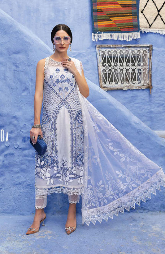 Maria B Embroidered Lawn Unstitched 3 Piece Suit - D-10A - MAB25LLV25 - White - Summer Collection