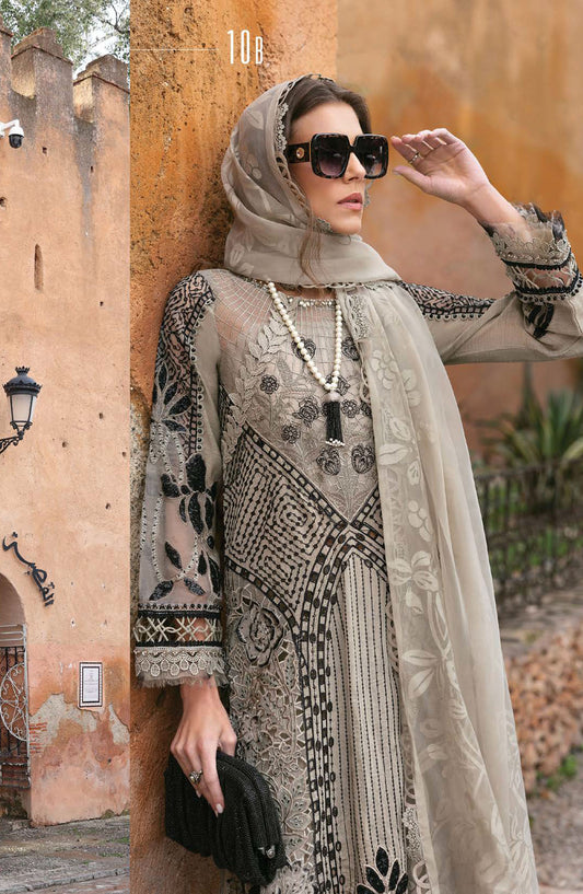 Maria B Embroidered Lawn Unstitched 3 Piece Suit - D-10B - MAB25LLV25 - Off White - Summer Collection