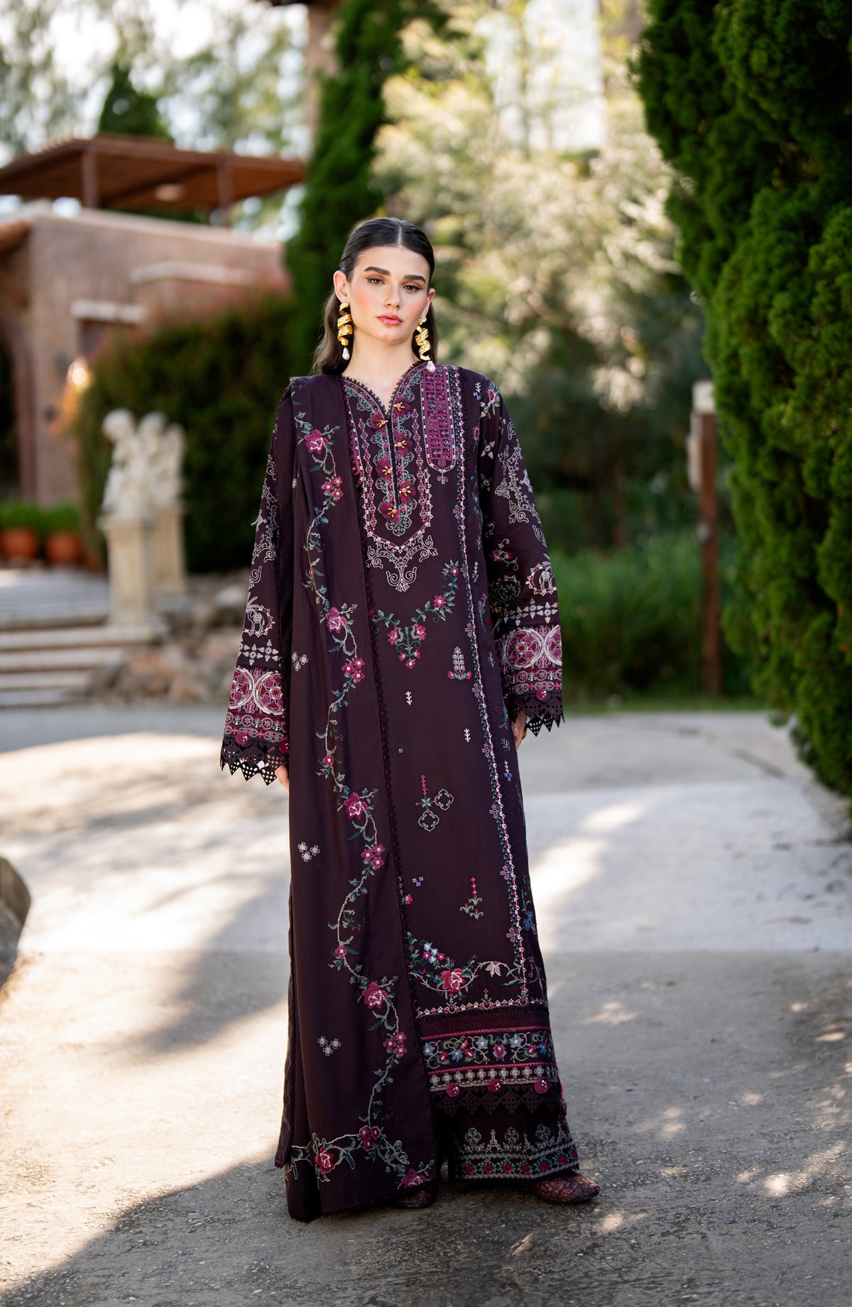 Florent Serenity Embroidered Dobby Unstitched 3 Piece Suit - 11 Zynah - FL26SNT - Purple - Winter Collection