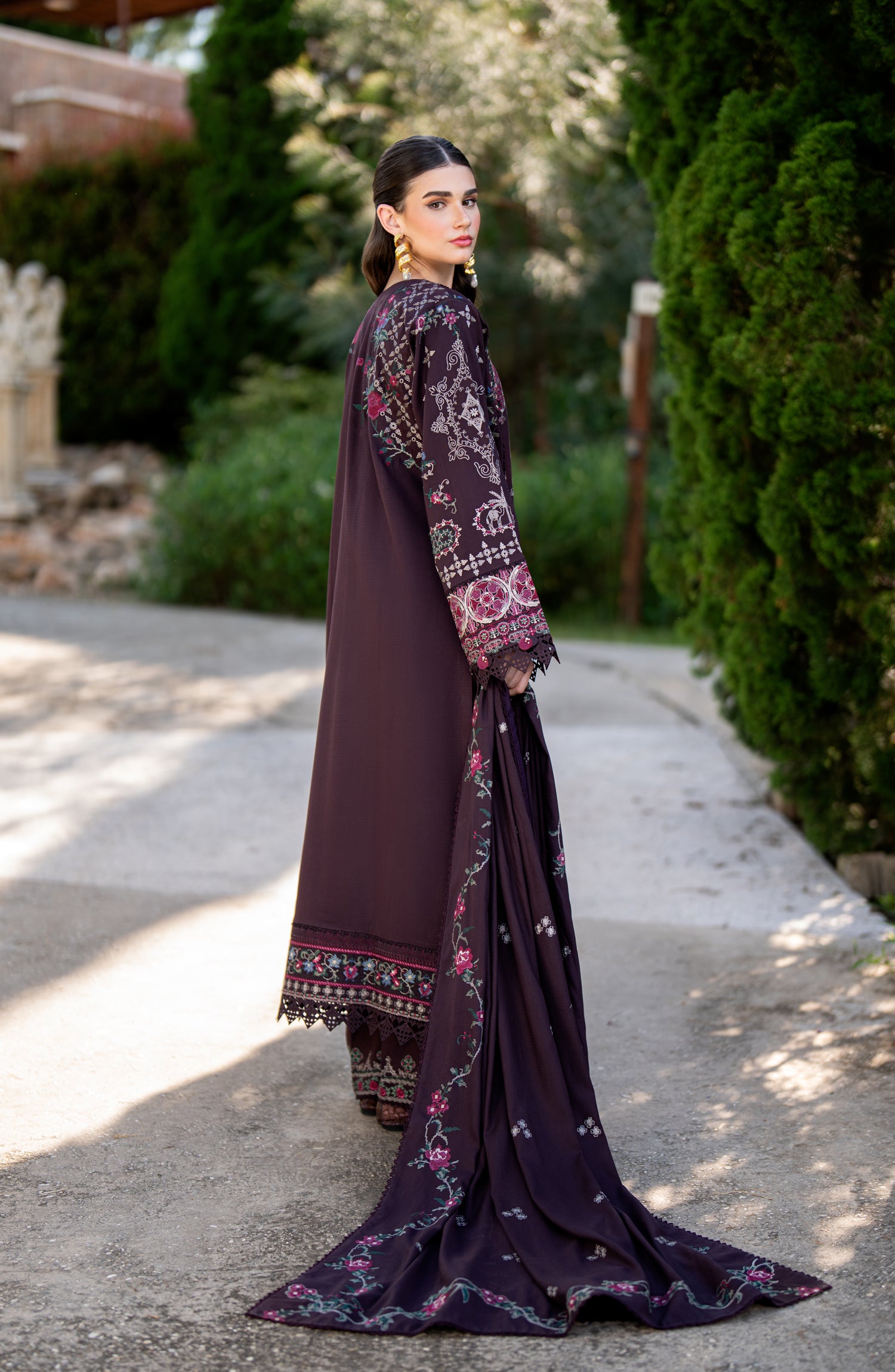 Florent Serenity Embroidered Dobby Unstitched 3 Piece Suit - 11 Zynah - FL26SNT - Purple - Winter Collection