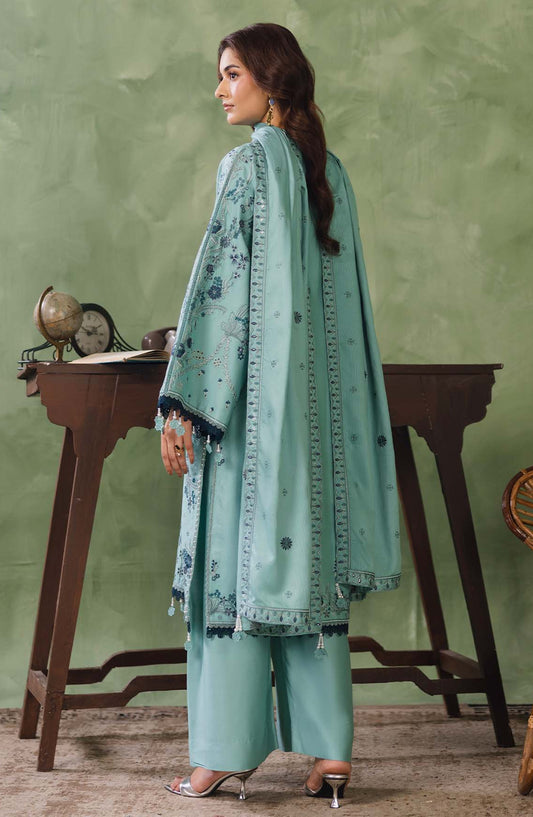 Peridot Embroidered Cotray Unstitched 3 Piece Suit - 593-B - PT26WT - Blue - Winter Collection