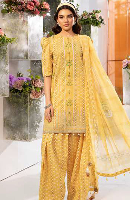 Maria B Embroidered Lawn Unstitched 3 Piece Suit - D-11 A - MB25MB - Yellow - Summer Collection