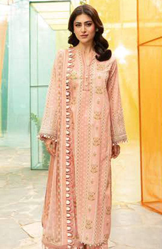 Maria B Embroidered Lawn Unstitched 3 Piece Suit - D-11 B - MB25MB - Pink - Summer Collection