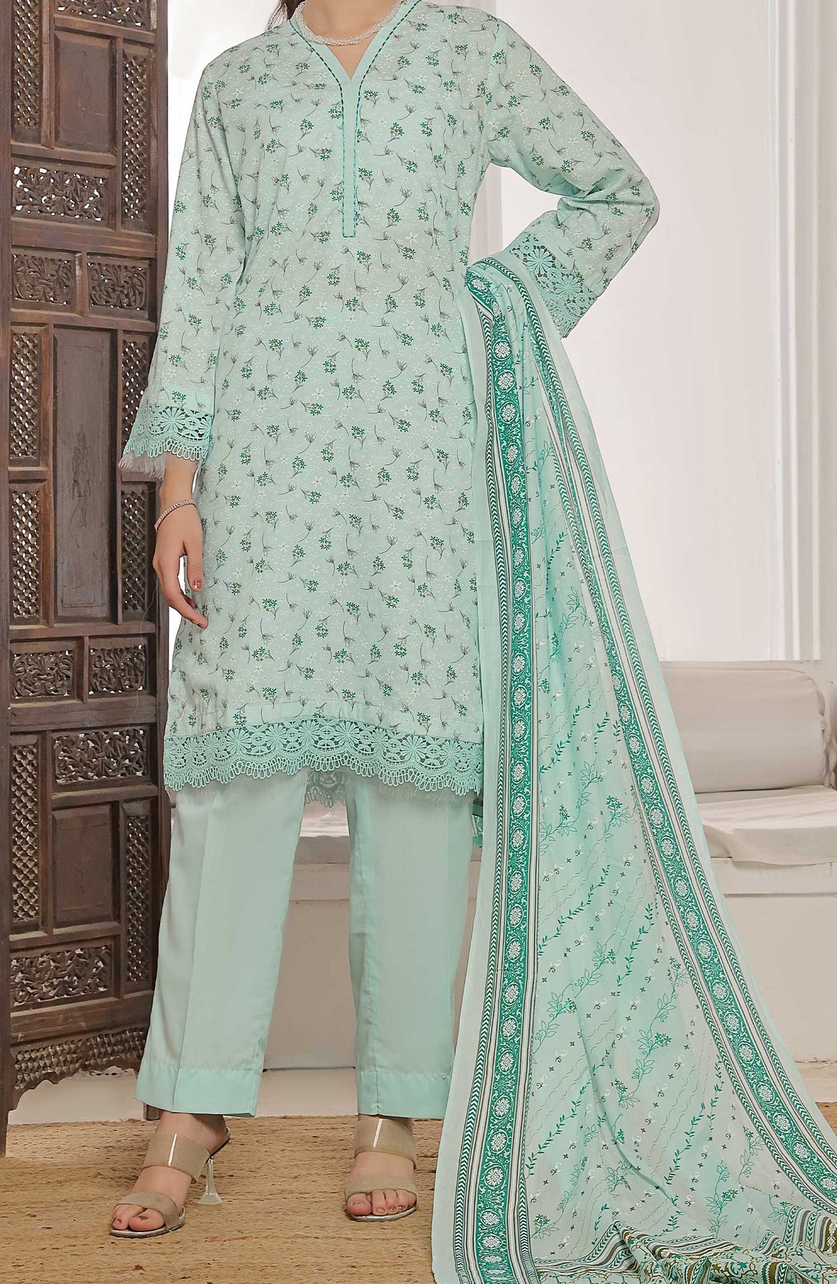 Amna Khadija Printed Wrinkle Free Unstitched 3 Piece - 1148 B - AK25WFV20 - Light Blue - Casual Collection