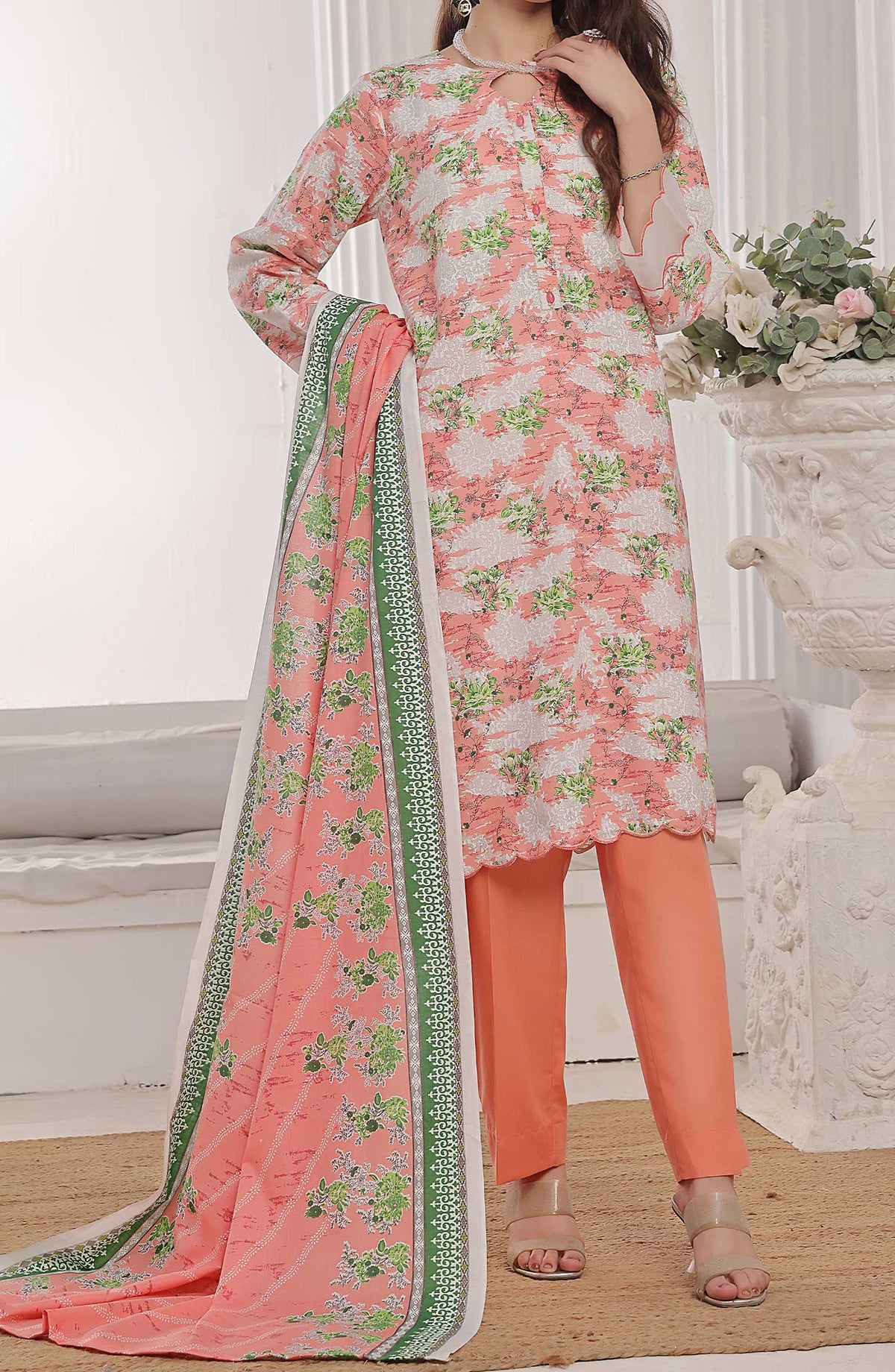 Amna Khadija Printed Wrinkle Free Unstitched 3 Piece - 1149 A - AK25WFV20 - Orange - Casual Collection