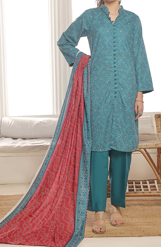 Amna Khadija Printed Wrinkle Free Unstitched 3 Piece - 1151 A - AK25WFV20 - Teal - Casual Collection
