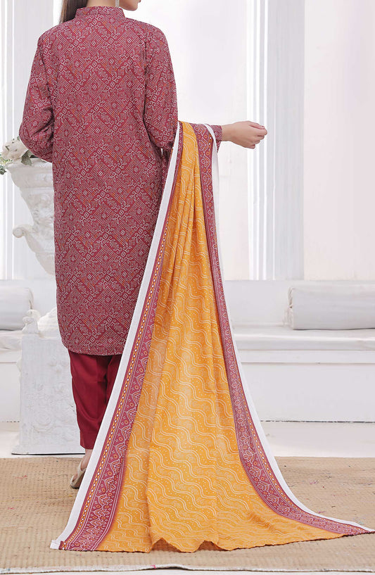 Amna Khadija Printed Wrinkle Free Unstitched 3 Piece - 1151 C - AK25WFV20 - Maroon - Casual Collection