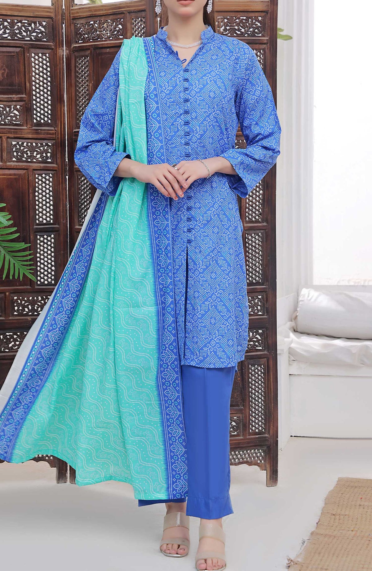 Amna Khadija Printed Wrinkle Free Unstitched 3 Piece - 1151 D - AK25WFV20 - Blue - Casual Collection