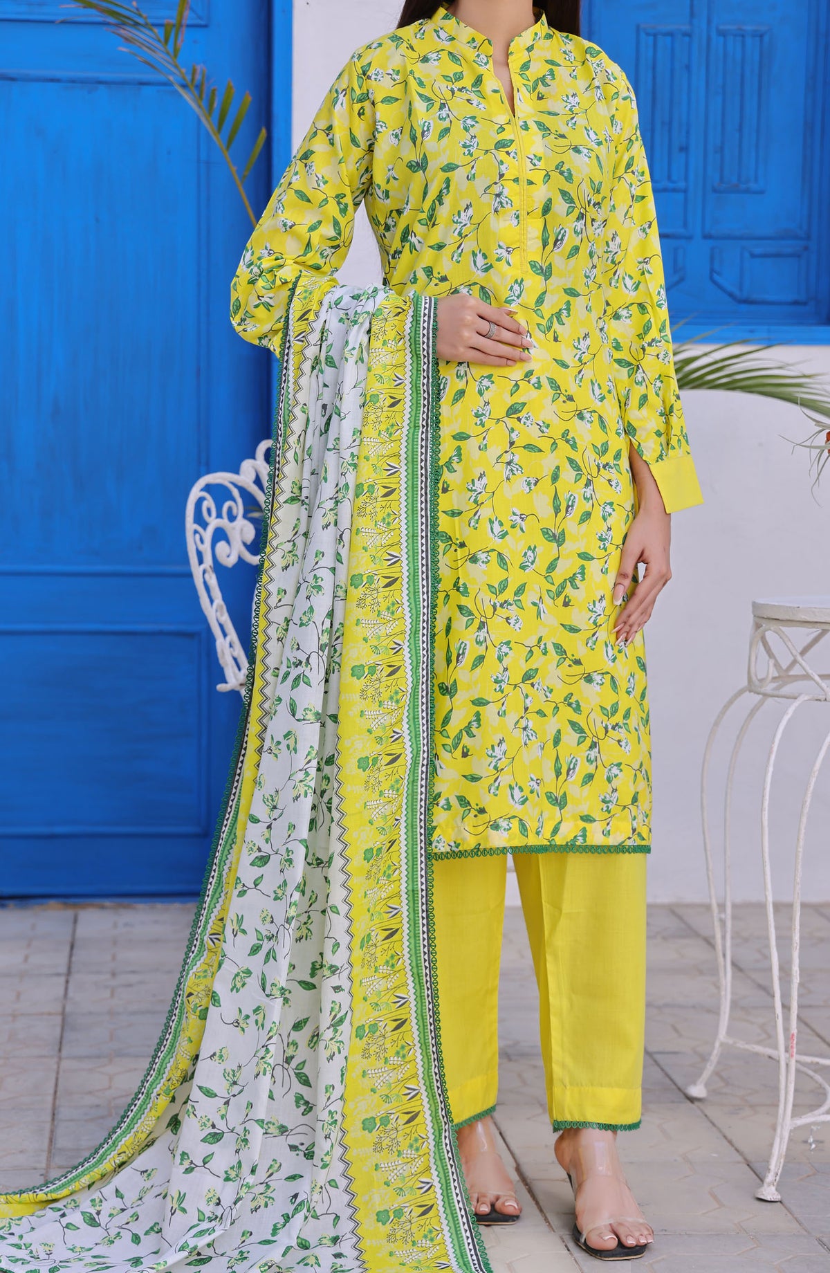Amna Khadija Printed Wrinkle Free Unstitched 3 Piece Suit - 1153-C - AK25WFV26 - Yellow - Casual Collection