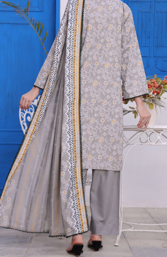 Amna Khadija Printed Wrinkle Free Unstitched 3 Piece Suit - 1154-B - AK25WFV26 - Grey - Casual Collection