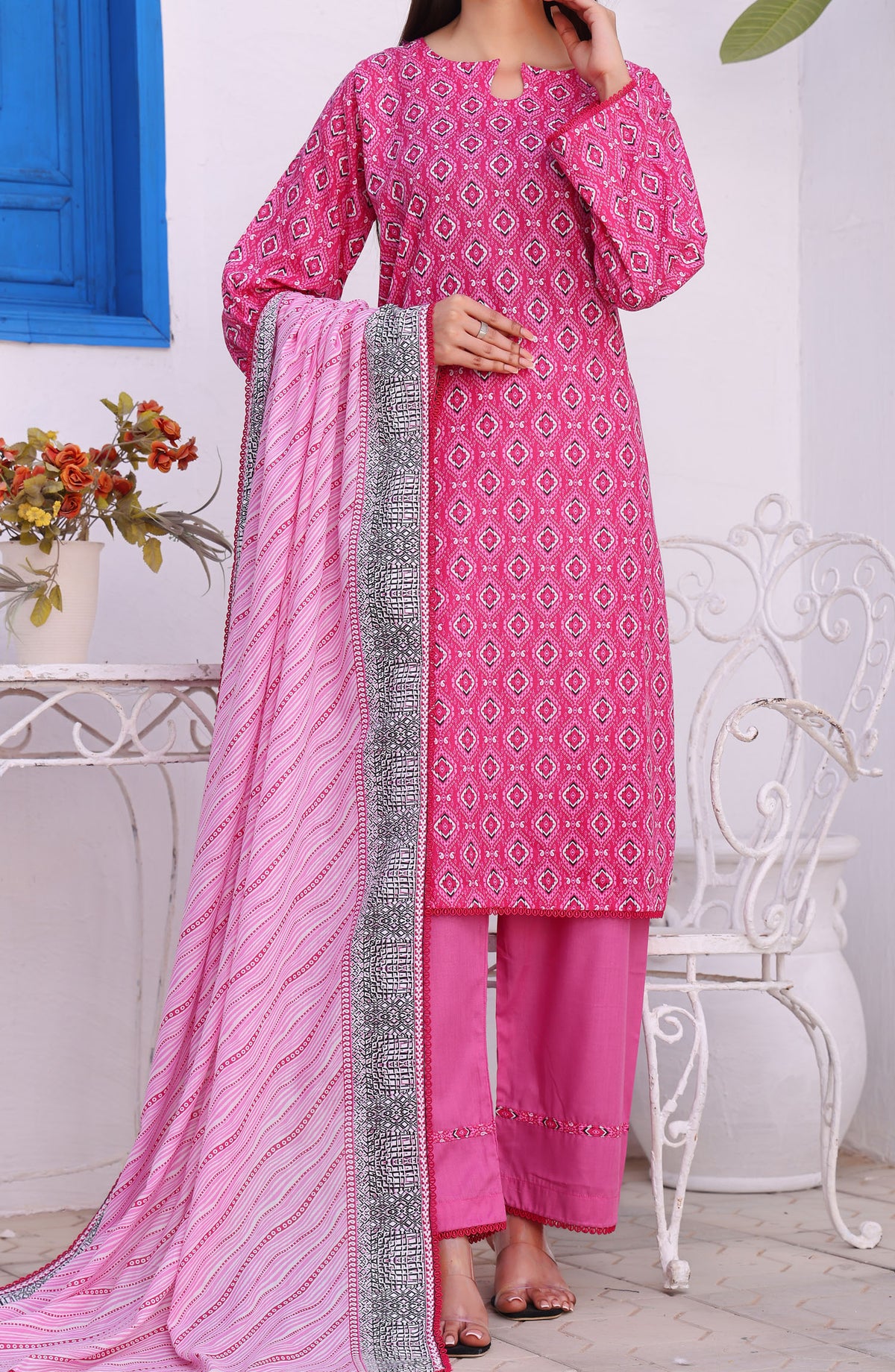 Amna Khadija Printed Wrinkle Free Unstitched 3 Piece Suit - 1155-A - AK25WFV26 - Pink - Casual Collection