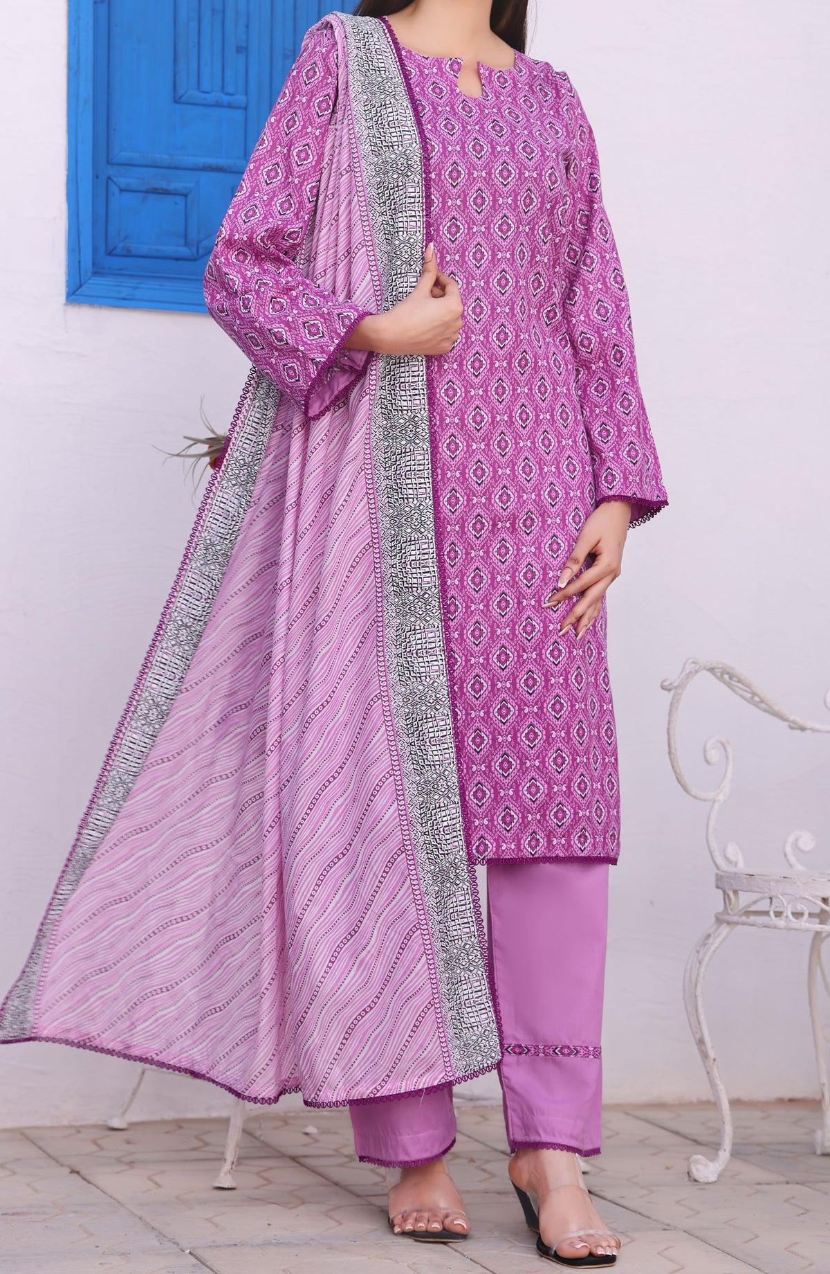 Amna Khadija Printed Wrinkle Free Unstitched 3 Piece Suit - 1155-B - AK25WFV26 - Purple - Casual Collection