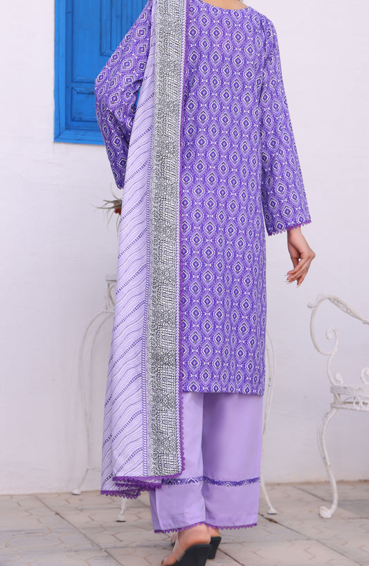 Amna Khadija Printed Wrinkle Free Unstitched 3 Piece Suit - 1155-C - AK25WFV26 - Purple - Casual Collection