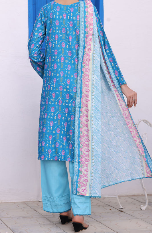 Amna Khadija Printed Wrinkle Free Unstitched 3 Piece Suit - 1156-A - AK25WFV26 - Blue - Casual Collection