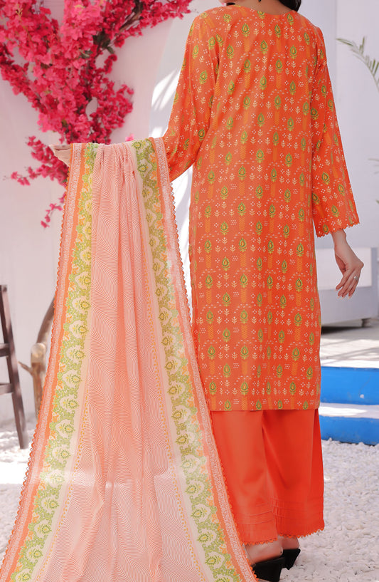 Amna Khadija Printed Wrinkle Free Unstitched 3 Piece Suit - 1156-B - AK25WFV26 - Orange - Casual Collection