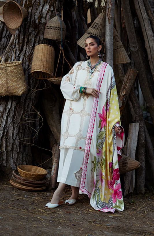 Kashmee by Elan Embroidered Lawn Unstitched 3 Piece Suit - 11B - EL26KSM - White - Summer Collection