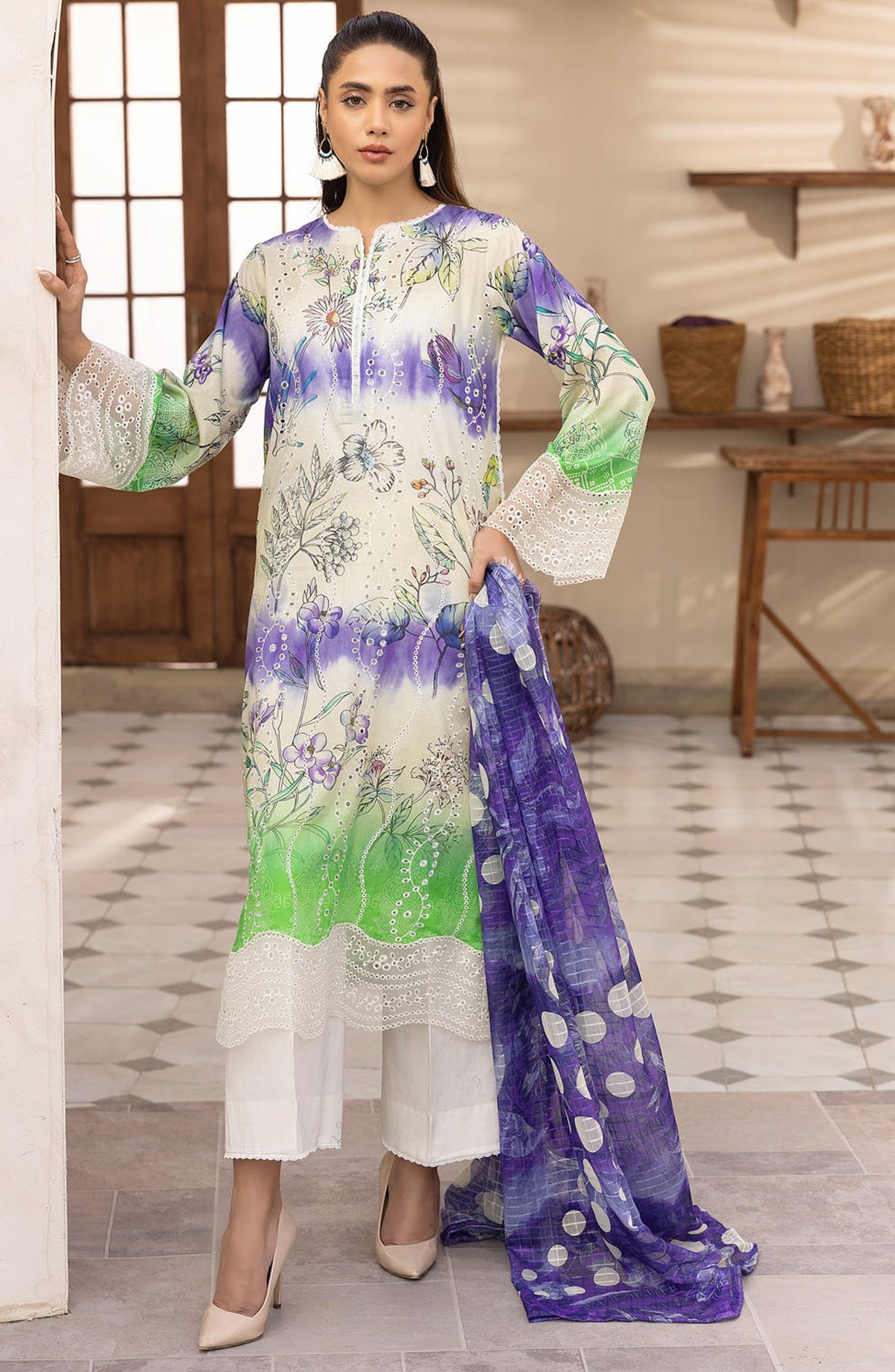 Phoolnagar by NUR Embroidered Lawn Unstitched 3 Piece Suit - NP-11 - NUR25PN - White - Summer Collection