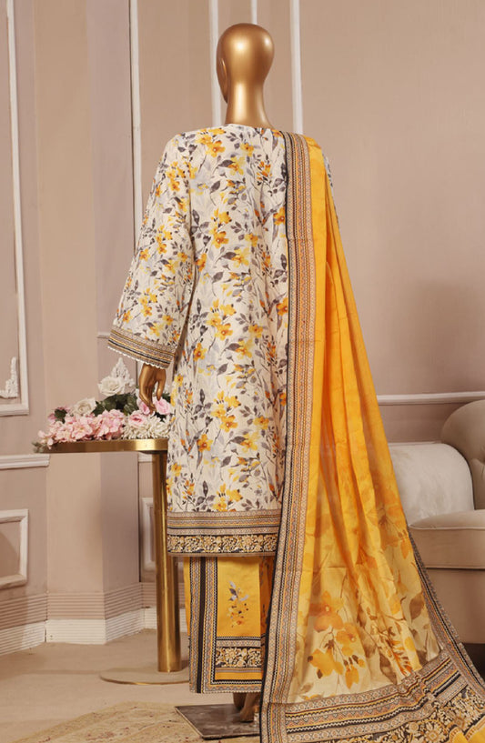 Bin Saeed Embroidered Lawn Stitched 3 Piece Suit - SM-042 - BS25EL3PCV5 - White - Summer Collection
