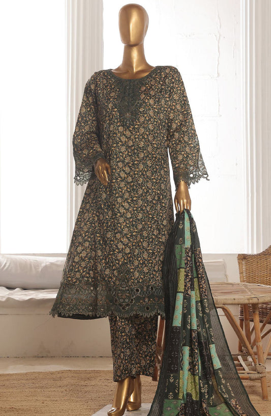 Bin Saeed Embroidered Lawn Stitched 3 Piece Frock - SM-356 - BS25LFV3 - Black - Summer Collection