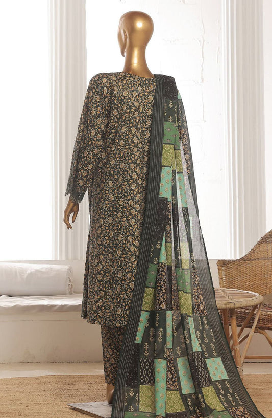 Bin Saeed Embroidered Lawn Stitched 3 Piece Frock - SM-356 - BS25LFV3 - Black - Summer Collection